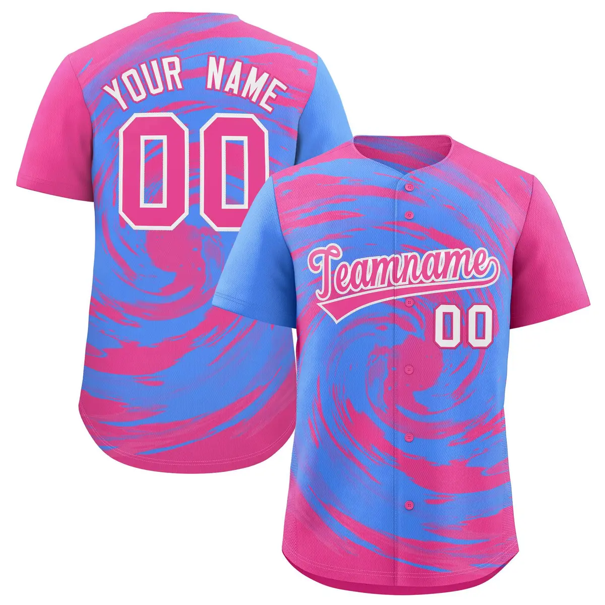 Powder Blue Pink Swirl Graffiti Pattern Baseball Jersey