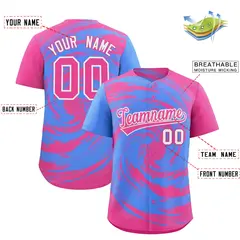 Powder Blue Pink Swirl Graffiti Pattern Baseball Jersey 2