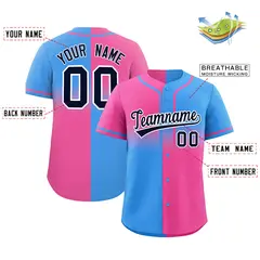 Powder Blue Pink Symmetrical Gradient Baseball Jersey 2