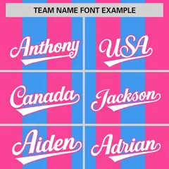 Powder Blue Pink Thick Stripe Authentic Baseball Jersey 3