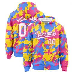 Powder Blue Pink Two Tone Full-Snap Varsity Letterman Jacket Hoodie