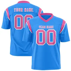 Powder Blue Pink Two-Tone Shoulder Cut Flag Football Jersey