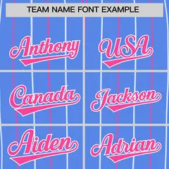 Powder Blue Pink White Bi-Color Striped Baseball Jersey 3