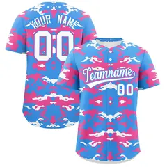 Powder Blue Pink White Camo Authentic Baseball Jersey
