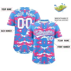 Powder Blue Pink White Camo Authentic Baseball Jersey 2