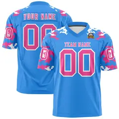 Powder Blue Pink-White Camo Authentic Football Jersey 1