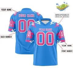 Powder Blue Pink-White Camo Authentic Football Jersey 2
