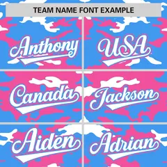 Powder Blue Pink-White Camo Varsity Full-Snap Letterman Jacket 3