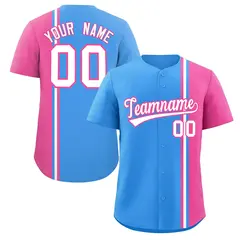 Powder Blue Pink White Color Block Authentic Baseball Jersey 1
