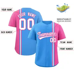 Powder Blue Pink White Color Block Authentic Baseball Jersey 2