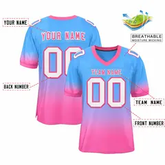 Powder Blue Pink-White Gradient Fashion Team Football Jersey 2