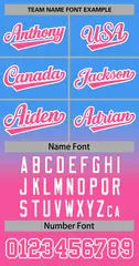 Powder Blue Pink-White Gradient Stripe Baseball Jersey 3