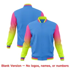 Powder Blue Pink White Gradient Varsity Raglan Letterman Jacket 7