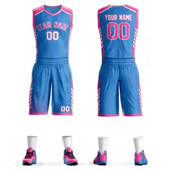Powder Blue Pink-White Graffiti Bar Element Basketball Jersey