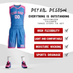 Powder Blue Pink-White Graffiti Bar Element Basketball Jersey 2