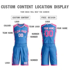 Powder Blue Pink-White Graffiti Bar Element Basketball Jersey 3