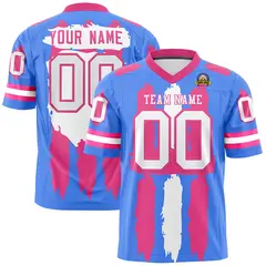 Powder Blue Pink White Graffiti Pattern Flag Football Jersey