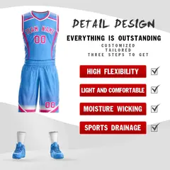Powder Blue Pink-White Graffiti Points Element Basketball Jersey 2