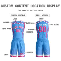 Powder Blue Pink-White Graffiti Points Element Basketball Jersey 3