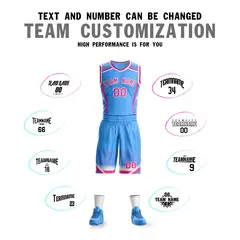 Powder Blue Pink-White Graffiti Points Element Basketball Jersey 4