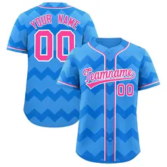 Powder Blue Pink White Ripple Authentic Baseball Jersey 1