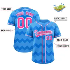 Powder Blue Pink White Ripple Authentic Baseball Jersey 2