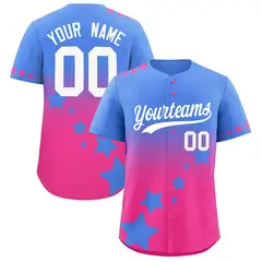 Powder Blue Pink White Rising Stars Gradient Baseball Jersey 1