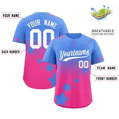 Powder Blue Pink White Rising Stars Gradient Baseball Jersey 2