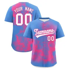 Powder Blue Pink White Skeleton Graffiti Baseball Jersey 1