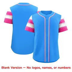 Powder Blue Pink White Sleeve Flag Lace Baseball Jersey 7