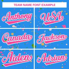 Powder Blue Pink-White Splash Graffiti Baseball Jersey 3