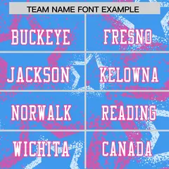 Powder Blue Pink-White Star Graffiti Football Jersey 3