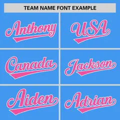 Powder Blue Pink-White Stripe Raglan Two-Button Softball Jersey 3