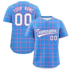 Powder Blue Plaid Authentic Baseball Jersey