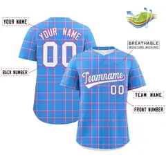 Powder Blue Plaid Authentic Baseball Jersey 2