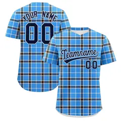 Powder Blue Plaid Authentic Baseball Jersey 1