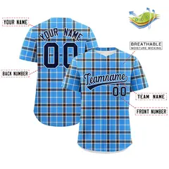 Powder Blue Plaid Authentic Baseball Jersey 2