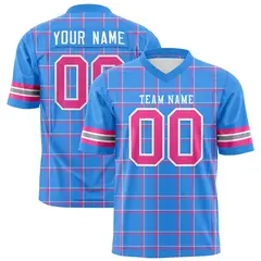 Powder Blue Plaid Pattern Authentic Football Jersey
