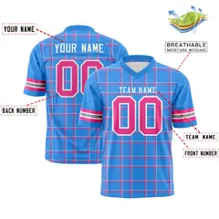 Powder Blue Plaid Pattern Authentic Football Jersey 2