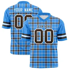 Powder Blue Plaid Pattern Authentic Football Jersey