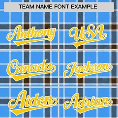 Powder Blue Plaid Varsity Full-Snap Letterman Baseball Jacket 3