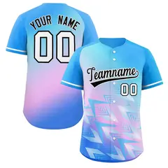 Powder Blue Purple Black-White Gradient Baseball Jersey