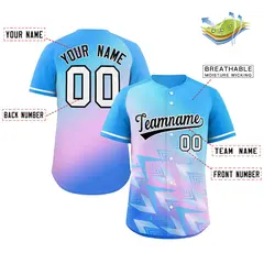 Powder Blue Purple Black-White Gradient Baseball Jersey 2