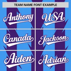 Powder Blue Purple Blade Pattern Raglan Baseball Jersey 3