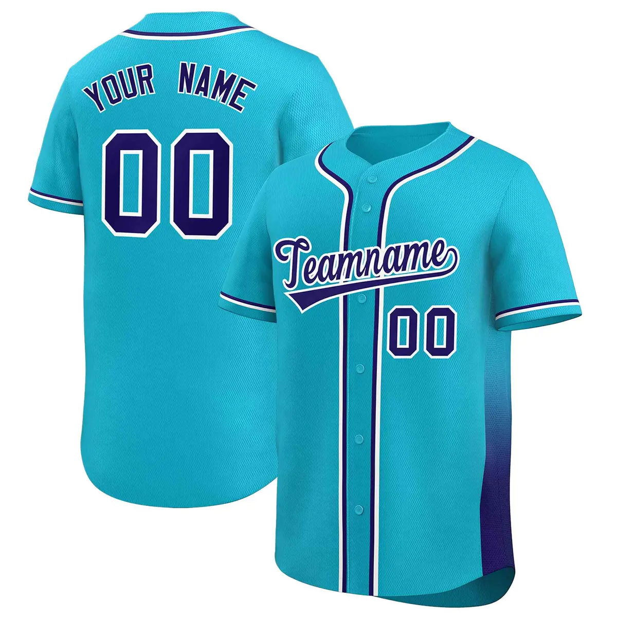 Powder Blue Purple Gradient Side Authentic Baseball Jersey