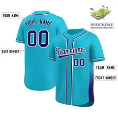 Powder Blue Purple Gradient Side Authentic Baseball Jersey 2