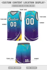 Powder Blue Purple Gradient Star Graffiti Basketball Jersey 2