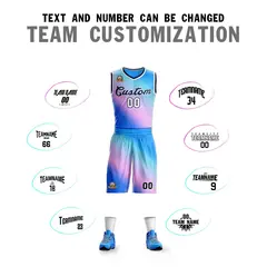 Powder Blue Purple-Navy Gradient Slash Basketball Jersey 4