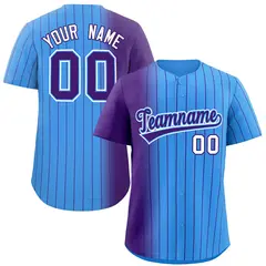 Powder Blue Purple Pinstripe Gradient Baseball Jersey 1