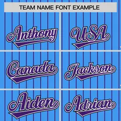 Powder Blue Purple Pinstripe Raglan Varsity Letterman Baseball Jacket 3